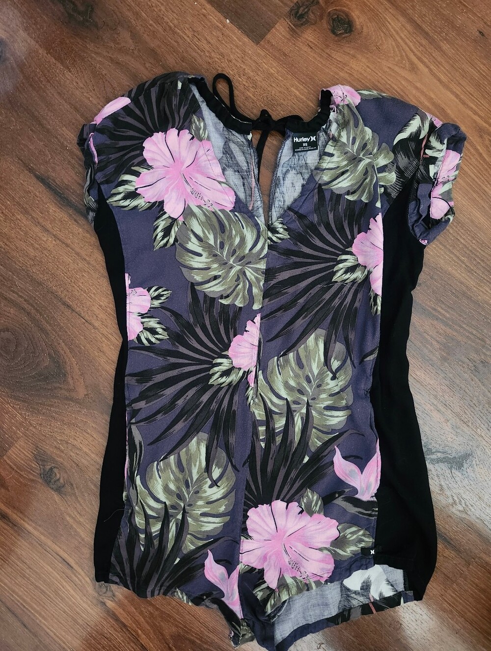 Hurley Black & Pink Floral Romper